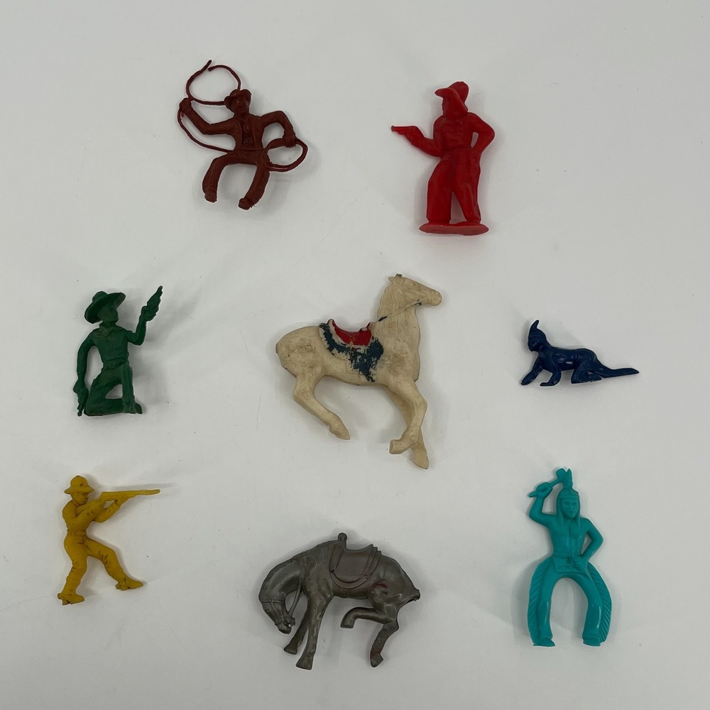 Vtg Plastic Cowboy Indian Horse Toy Figures Mixed Lot Western Playset Miniatures